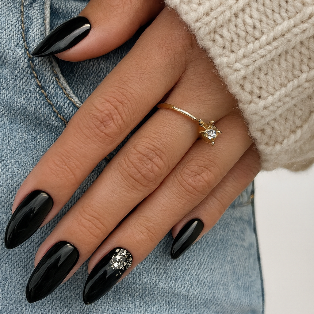 black glam press on nails from hei mani