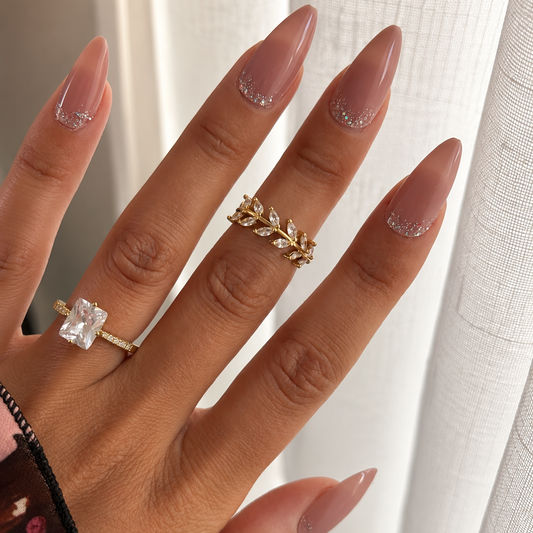 Glitter Nude - press on negler