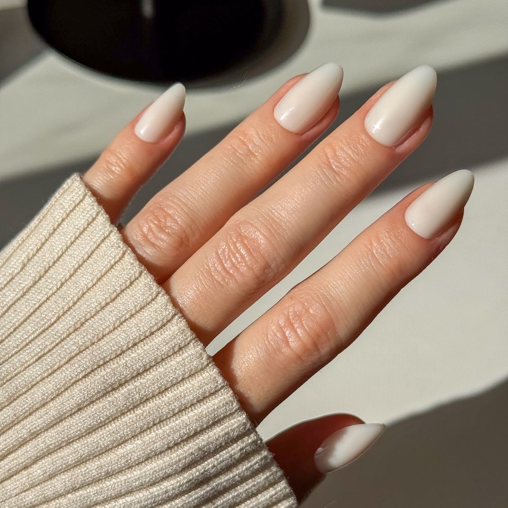 Melke Hvit press-on negler