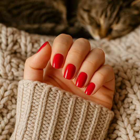 press on nails juicy red from hei mani