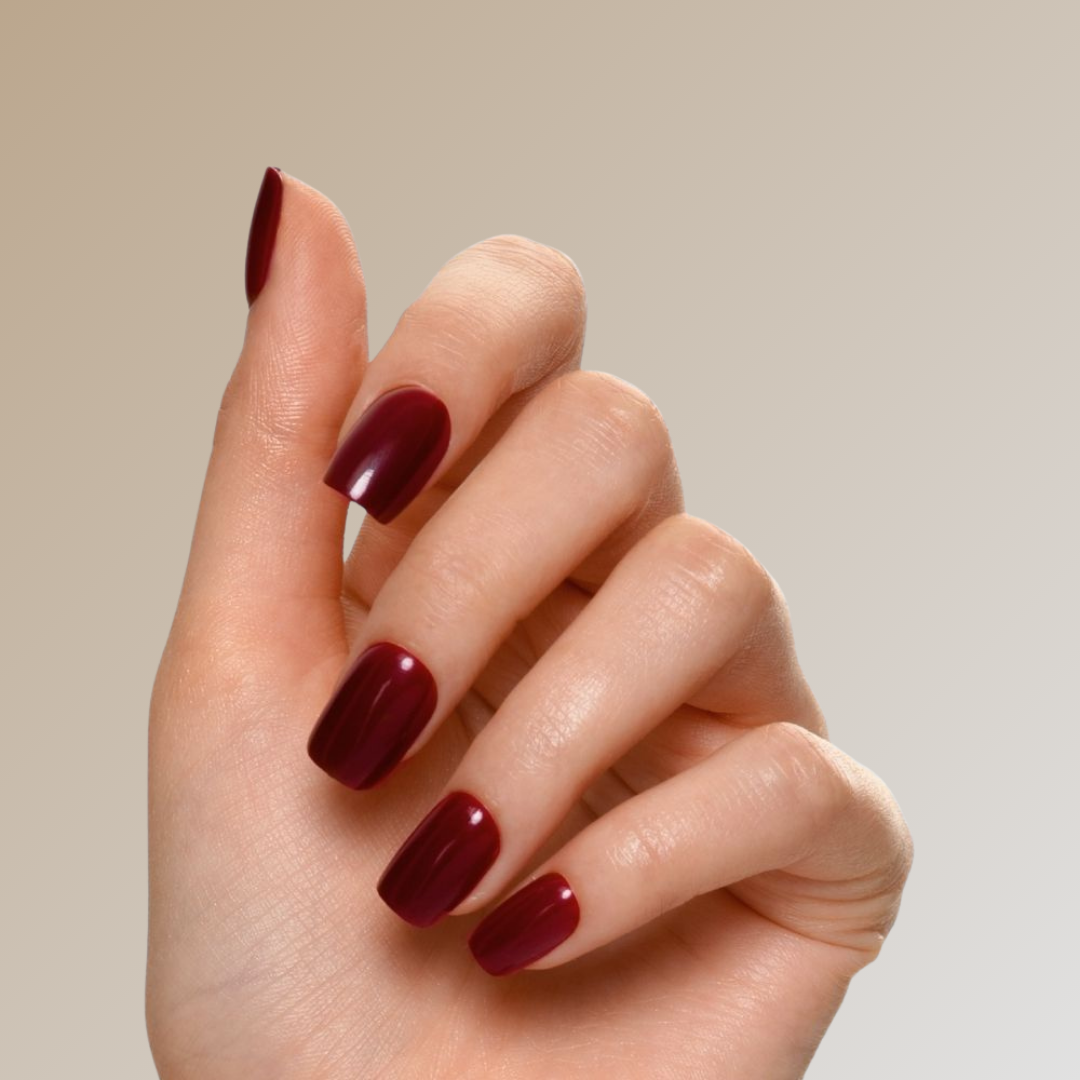burgund press on nails fra hei mani