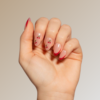 press on nails with red french from hei mani