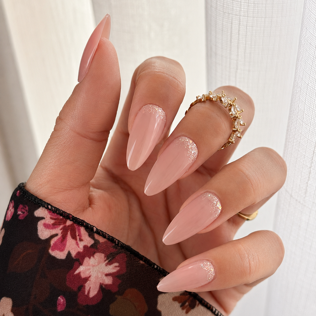 Glitter Nude - press on negler