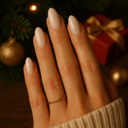 melke hvit press on negler jul hei mani