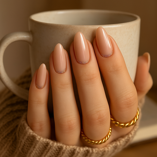 Glitter Nude press on negler