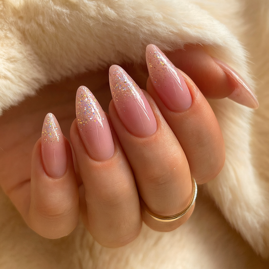 Soft Sparkle Nude press-on negler